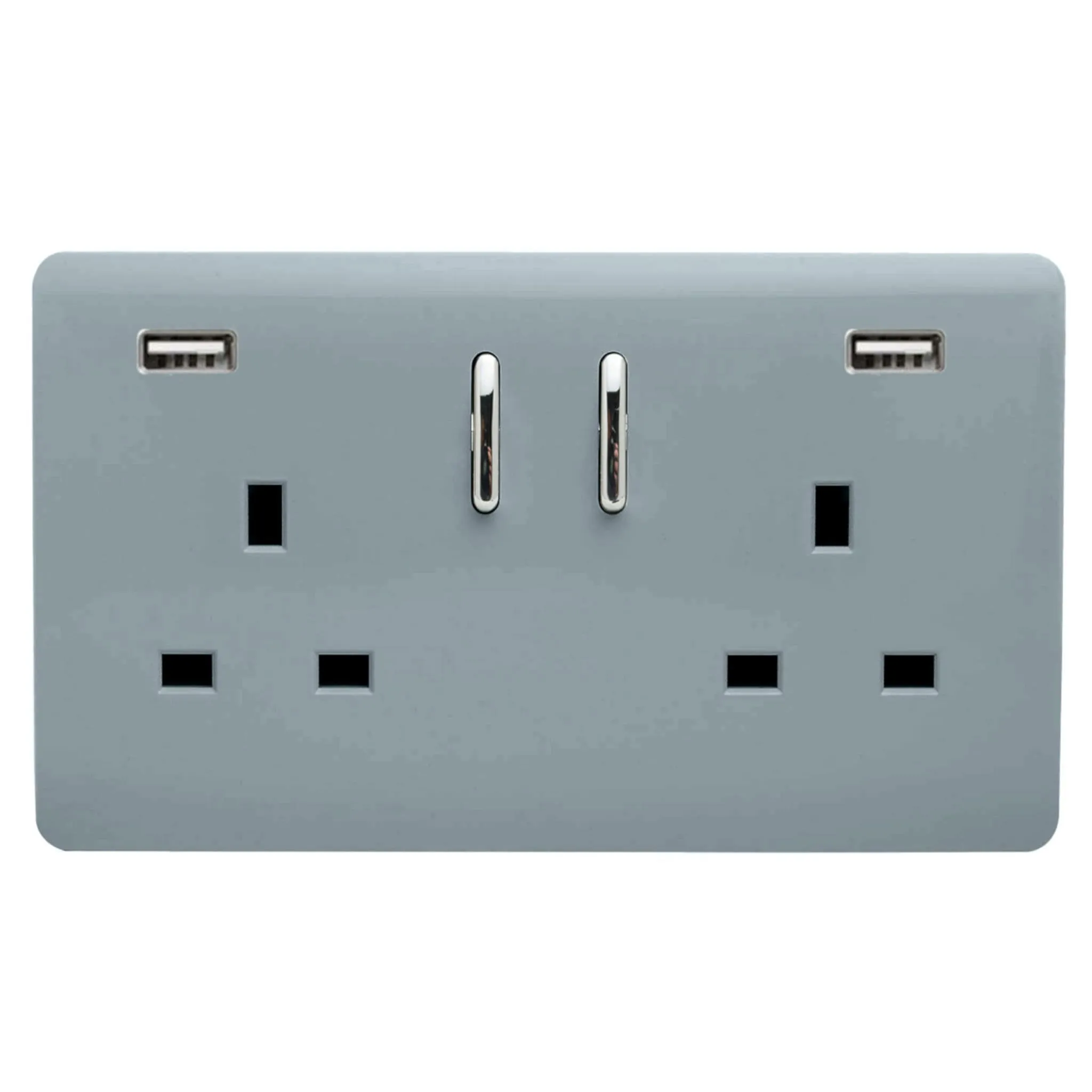 ART-SKT213USB21AACG  2 Gang 13Amp Short S/W Double Socket With 2x2.1Mah USB Cool Grey